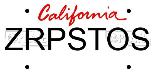 ZRPSTOS California License Plate