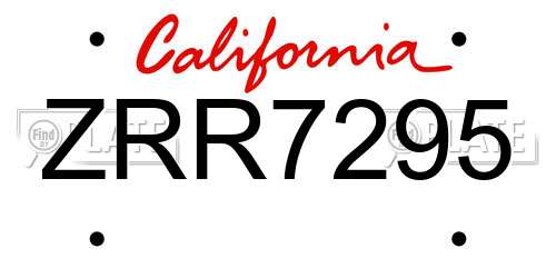 ZRR7295 California License Plate