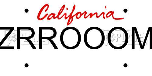 ZRROOOM California License Plate