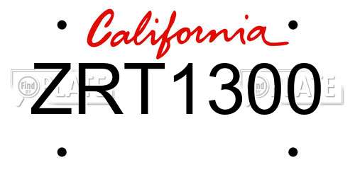 ZRT1300 California License Plate