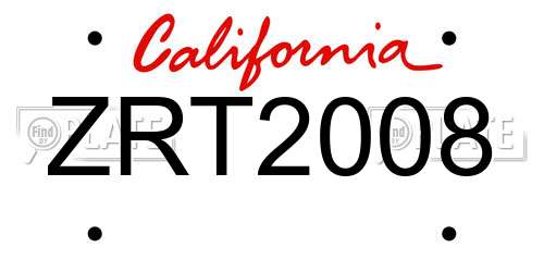 ZRT2008 California License Plate