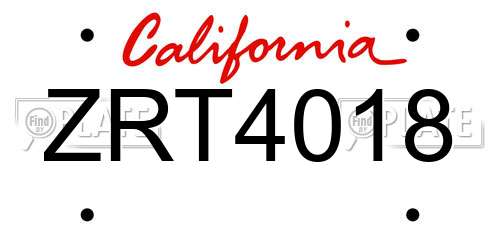 ZRT4018 California License Plate