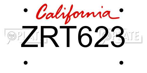 ZRT623 California License Plate