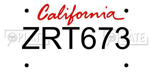 ZRT673 California License Plate