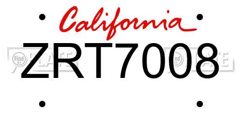 ZRT7008 California License Plate
