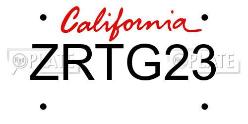 ZRTG23 California License Plate