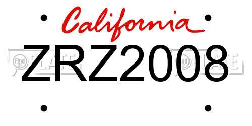 ZRZ2008 California License Plate