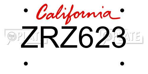 ZRZ623 California License Plate