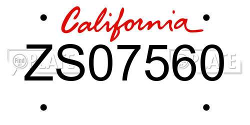 ZS07560 California License Plate