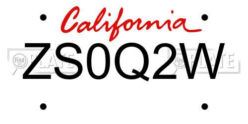 ZS0Q2W California License Plate