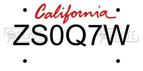 ZS0Q7W California License Plate