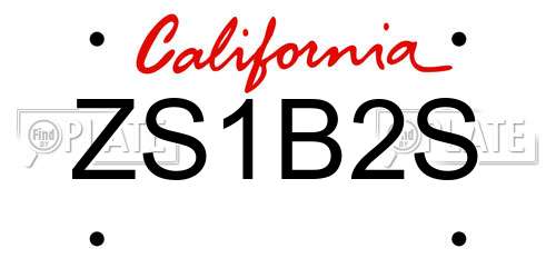 ZS1B2S California License Plate