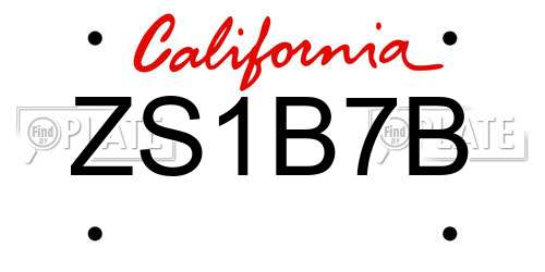 ZS1B7B California License Plate