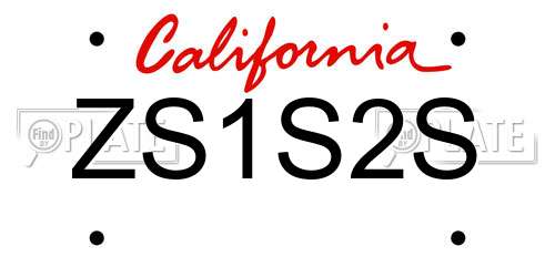 ZS1S2S California License Plate