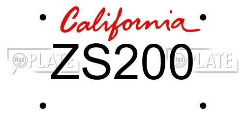 ZS200 California License Plate