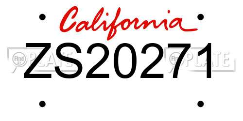 ZS20271 California License Plate