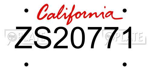 ZS20771 California License Plate