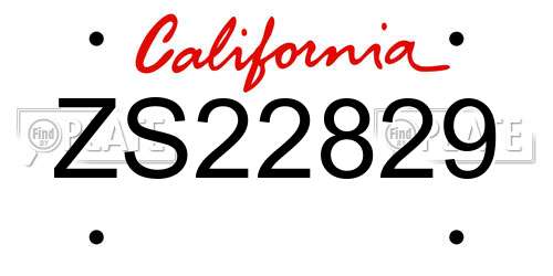ZS22829 California License Plate