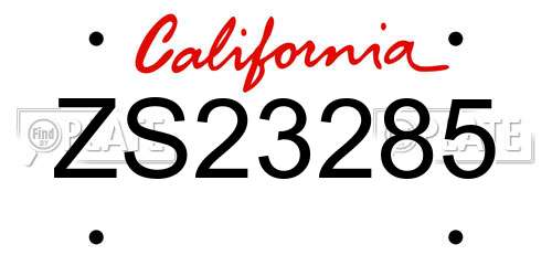 ZS23285 California License Plate