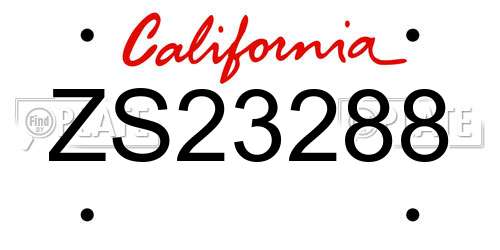 ZS23288 California License Plate
