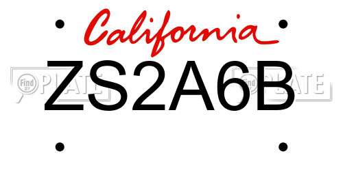 ZS2A6B California License Plate