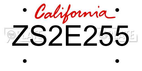 ZS2E255 California License Plate