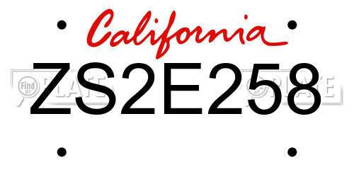 ZS2E258 California License Plate