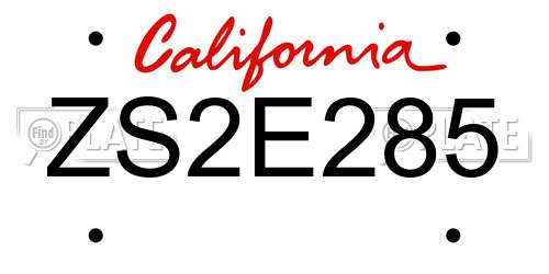 ZS2E285 California License Plate