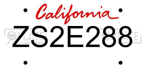 ZS2E288 California License Plate