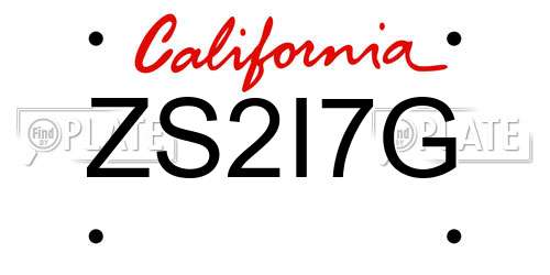 ZS2I7G California License Plate