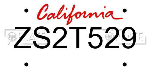 ZS2T529 California License Plate