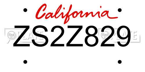 ZS2Z829 California License Plate