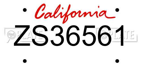 ZS36561 California License Plate