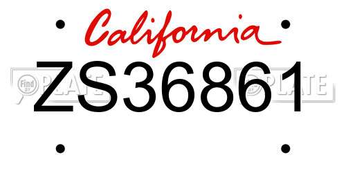 ZS36861 California License Plate