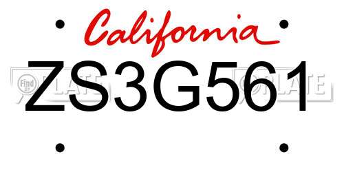 ZS3G561 California License Plate