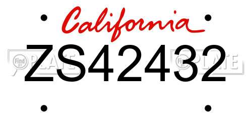 ZS42432 California License Plate