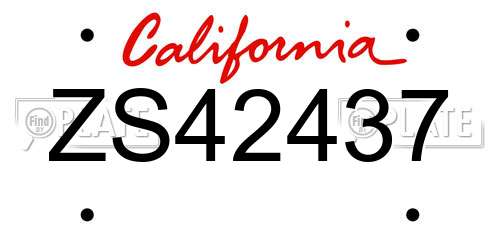 ZS42437 California License Plate