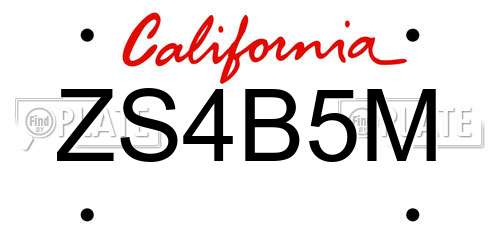 ZS4B5M California License Plate