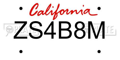ZS4B8M California License Plate