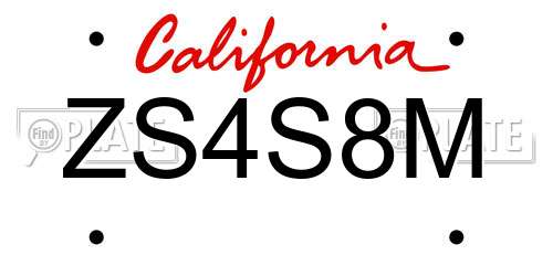 ZS4S8M California License Plate