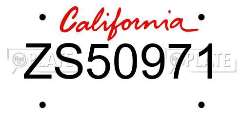 ZS50971 California License Plate