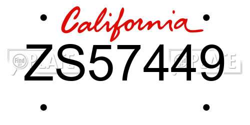 ZS57449 California License Plate