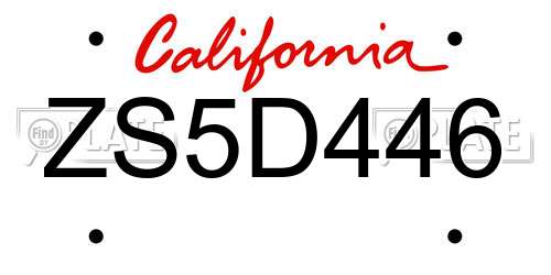 ZS5D446 California License Plate