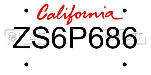 ZS6P686 California License Plate