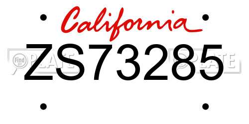 ZS73285 California License Plate