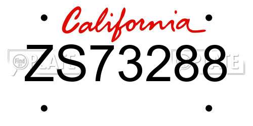 ZS73288 California License Plate