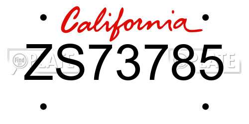ZS73785 California License Plate