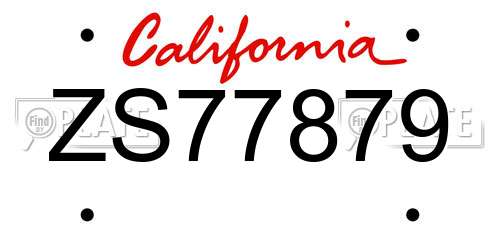 ZS77879 California License Plate