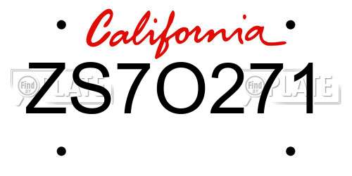 ZS7O271 California License Plate