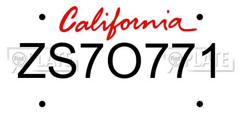 ZS7O771 California License Plate
